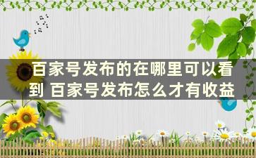 百家号发布的在哪里可以看到 百家号发布怎么才有收益